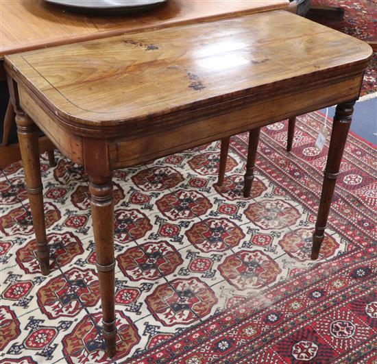 A Regency mahogany D-shaped card table W.88cm